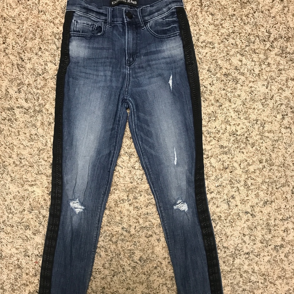 Express jeans with leather detail